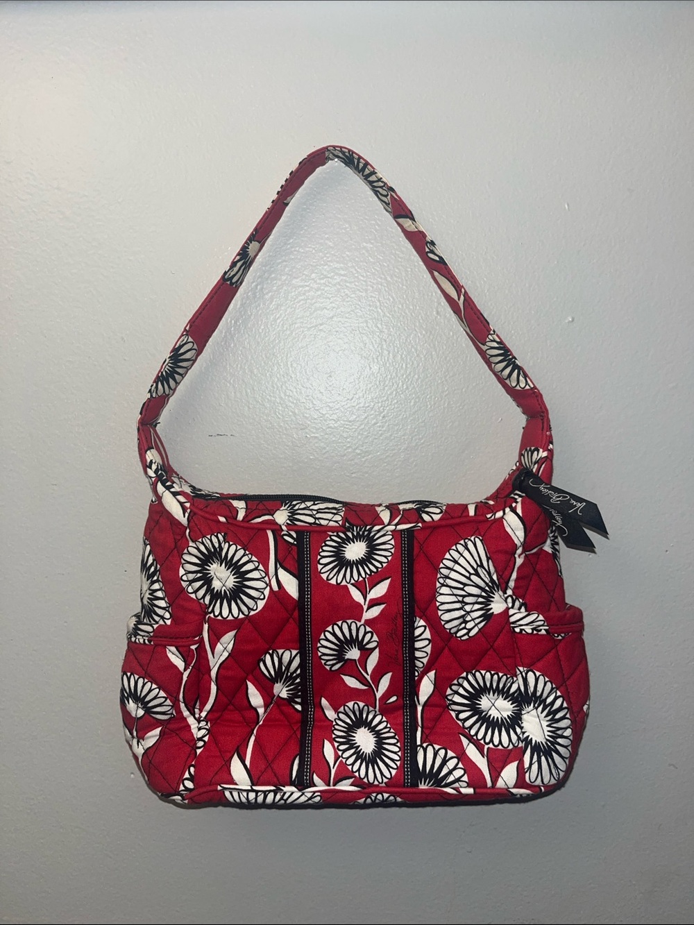 Vera Bradley Red and White Floral Quilted Shoulder Bag